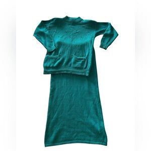 Vintage 80s Carole Little for Saint Tropez WestTurquoise Sweater Skirt Set Knit